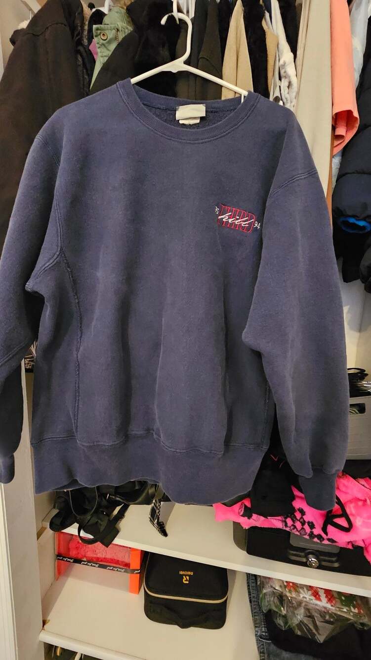 Vintage 1993-94 Lee Cross Grain SPU Embroidered Navy Sweatshirt Made in USA